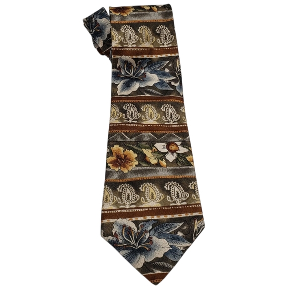 Bill Blass Silk Vintage Floral Paisley Patterned Tie - Picture 12 of 12